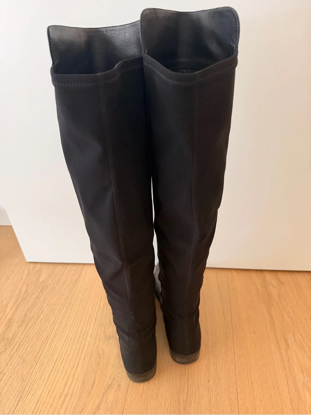 Stuart Weitzman 5050 Over-the-Knee Boots Black Nappa Leather Size 7.5